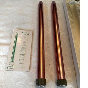 2 Beautiful pink vintage Chase Tapers metal candle lights with box  4 tapers MCM